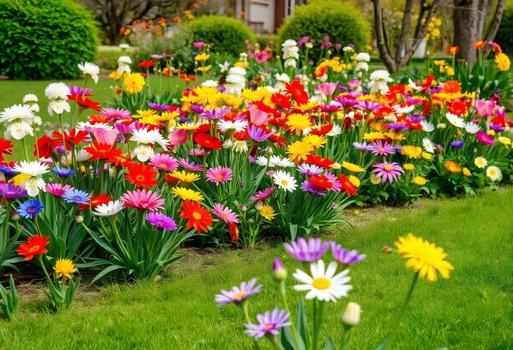 Breathtaking Spring Garden with Blooming Flowers